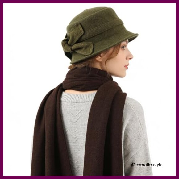 100% Wool Bucket Hat Vintage Floral Winter Dress Hat main image 6